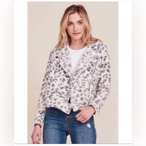 Cupcakes & Cashmere Braken Printed Full Zip Casual Moto Jacket/Shacket Size S